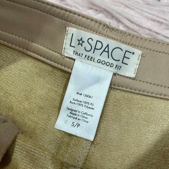 L*SPACE Quincey Faux Leather High Rise Pant Color Latte - Picture 4 of 9